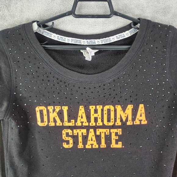 Womens Victorias Secret Pink Sweatshirt Rhinestone Oklahoma State Long Sleeve M - Picture 4 of 10